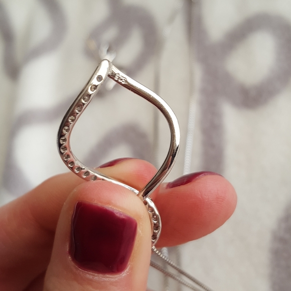 Sterling silver diamond necklace and earring set - Picture 8 of 8